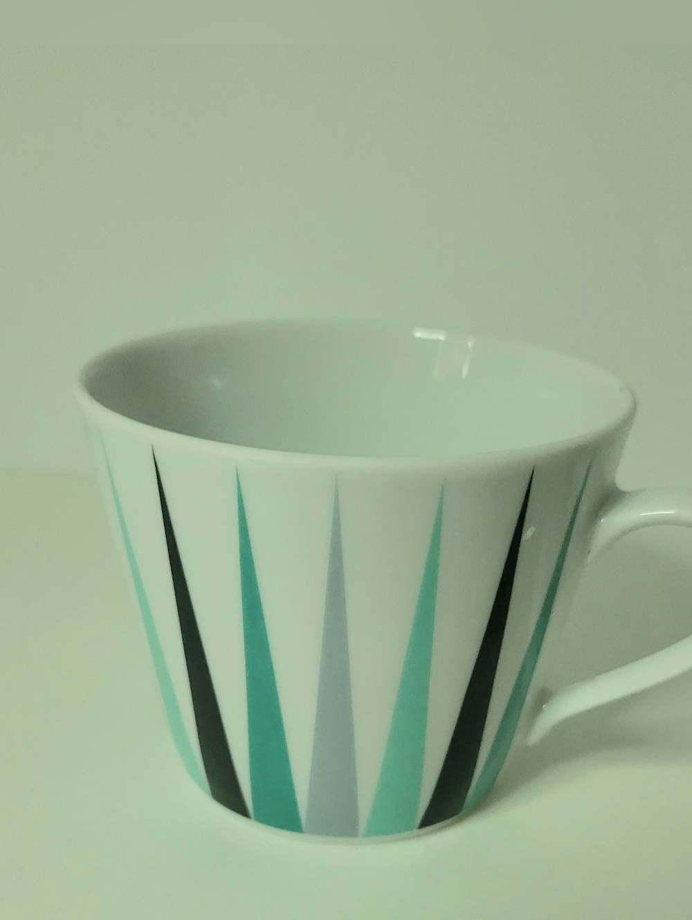 IKEA Retro Geo Pattern Porcelain Cup in White, Teal & Black